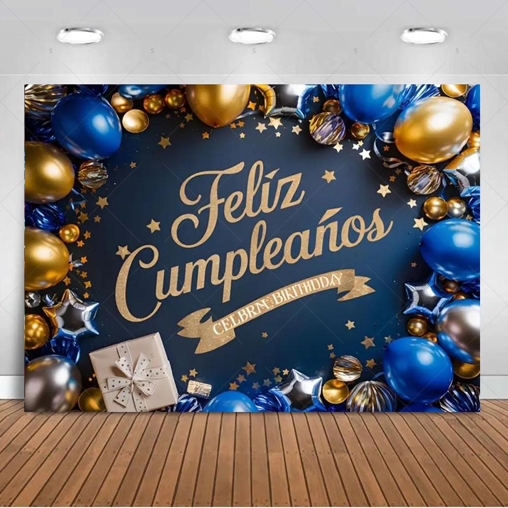 Spanish Happy Birthday Theme Background Supplies Colorful Balloon Birthday Party Decor Backdrop Banner Kid Gift Photo Shoot Prop