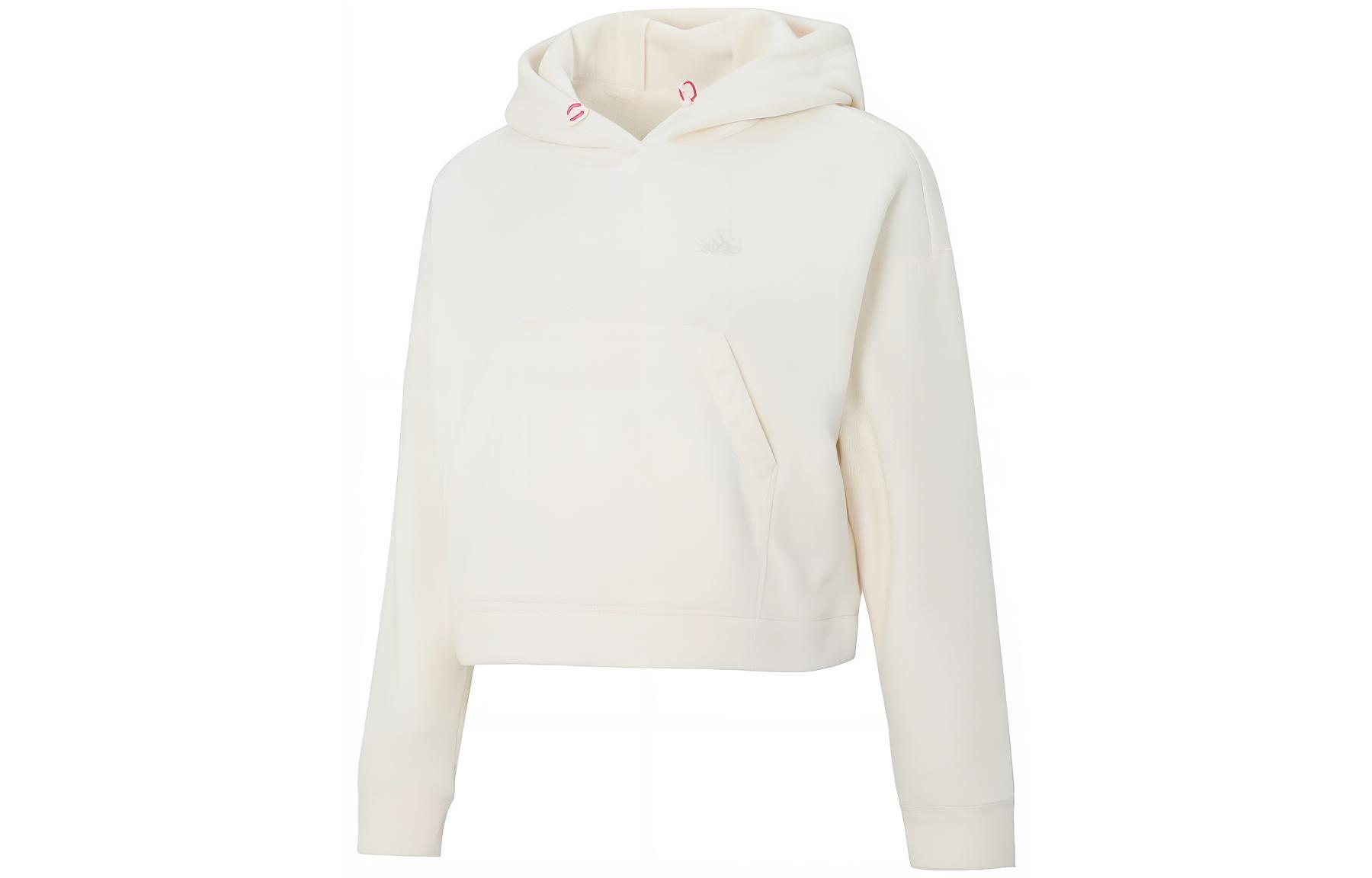 

Adidas Solid Color Hooded Sports & Fitness Casual Thickened And Fleece Lined Pullover Sweatshirt Women s White IP7043 XL