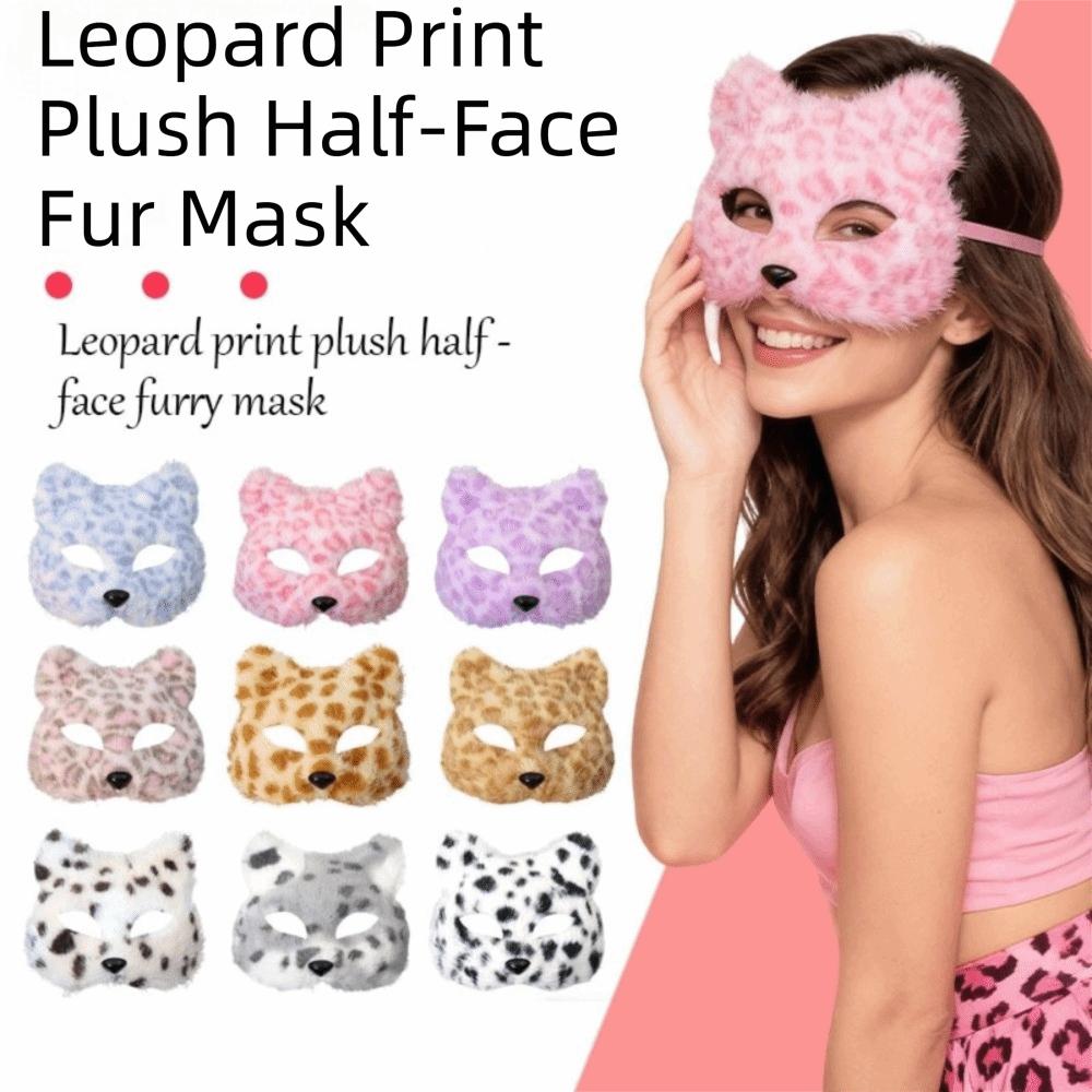 Cartoon Cat Plush Mask Realistic Masquerade Mask Simple Halloween Plush Mask Carnival Party