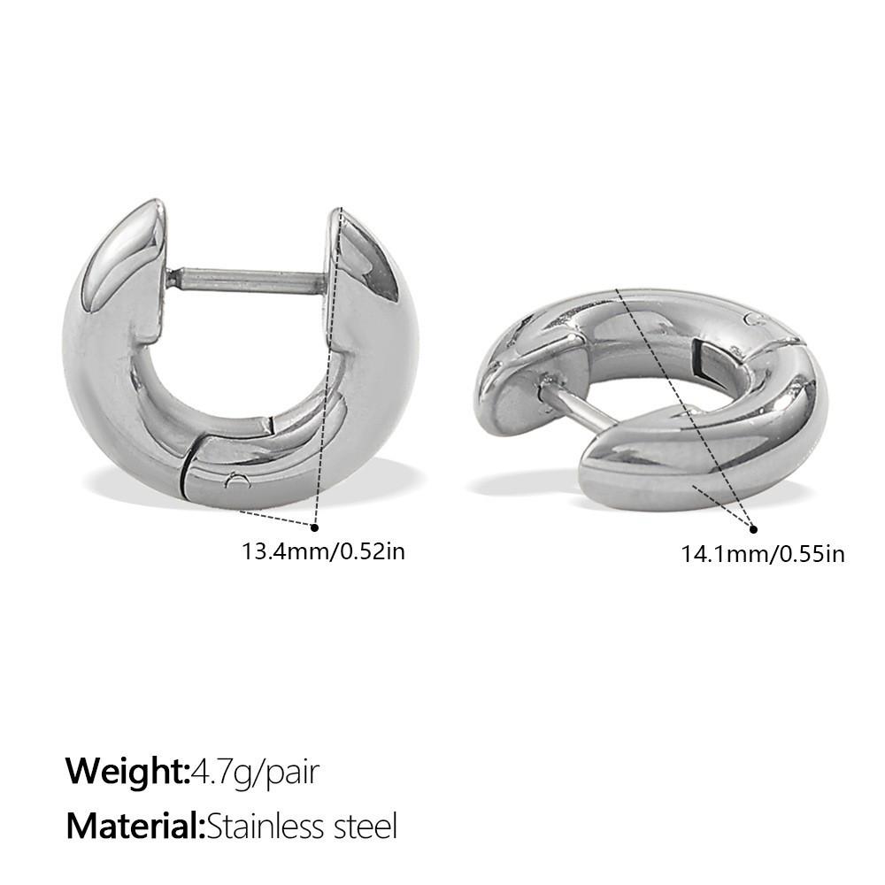 Minimalist Geometric Circle 18K Gold Plated Stainless Steel Hoop Earrings - Women's Light Luxury, Cold Style Jewelry