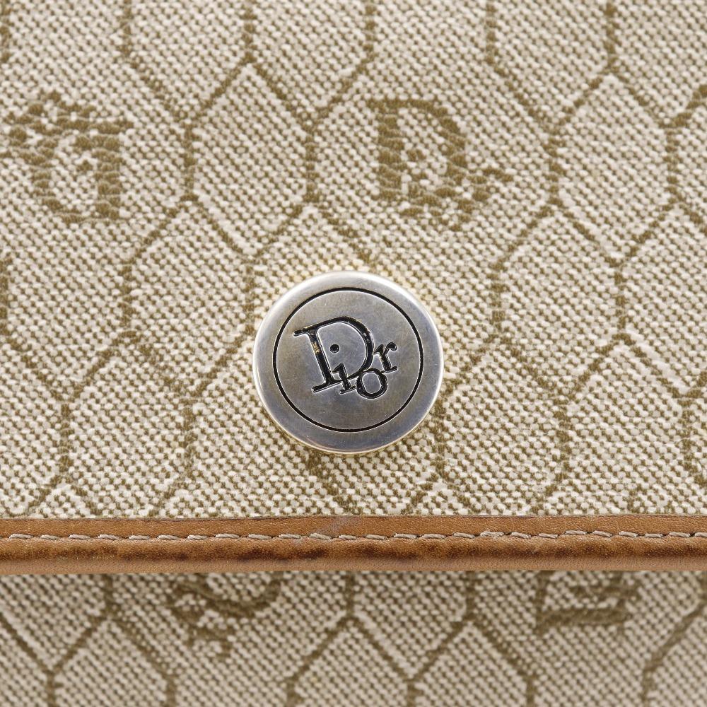 Dior Honeycomb Pattern Shoulder Bag vintage beige PVC Women Used