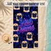 Pug Theme Soft Beach Towel Personalized Custom Name Text Towel Portable for Beach Pool Travel