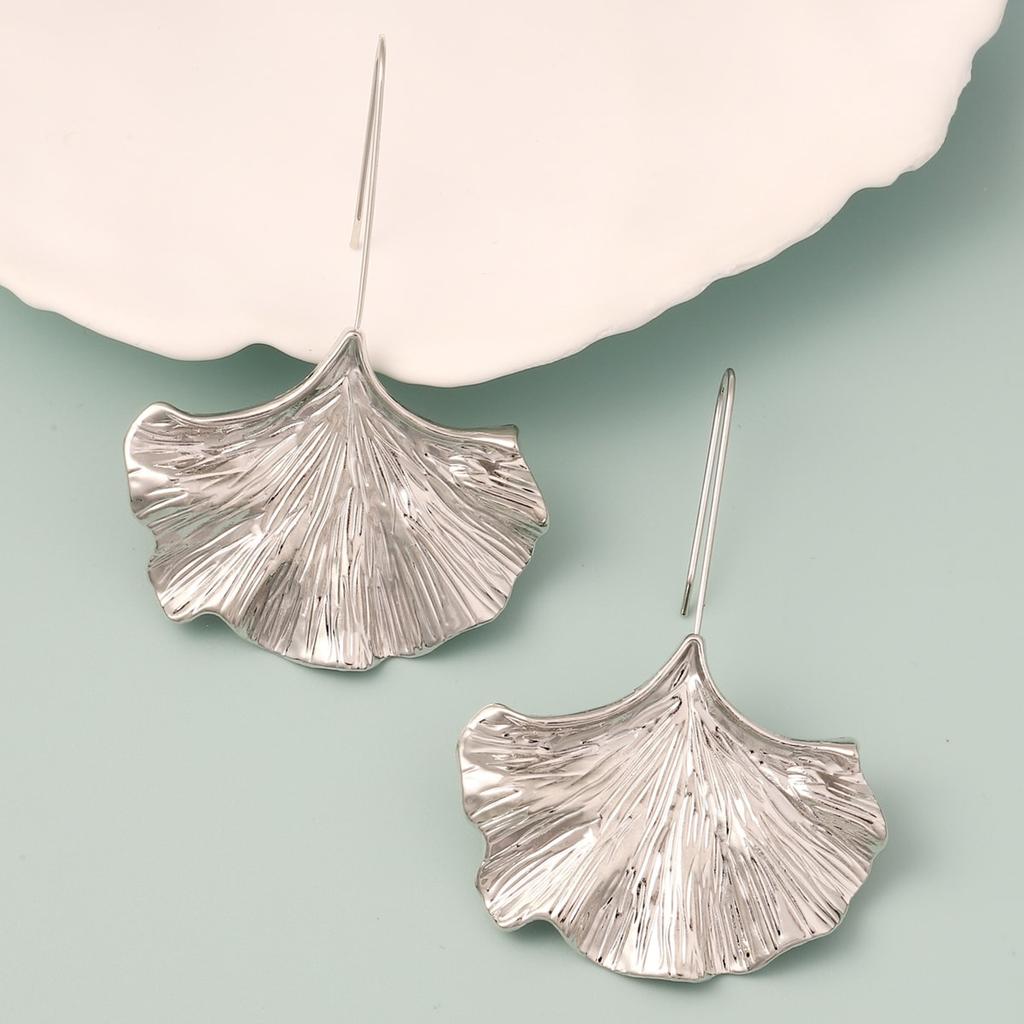 Long Ginkgo Leaf Alloy Texture Leaf Earrings Earrings Exaggerated And Personalized Fashion Trending Ear Hooks Women