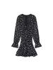 2025 Autumn/Winter European Women's Waist-Cinching Printed Long-Sleeve Dress