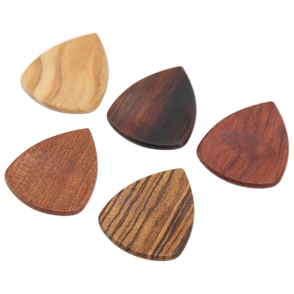 5 Stück Holz Gitarrenplektren Rillen Rutschfest Folk Handgefertigt Gitarrenplektren für Bühnenspiel