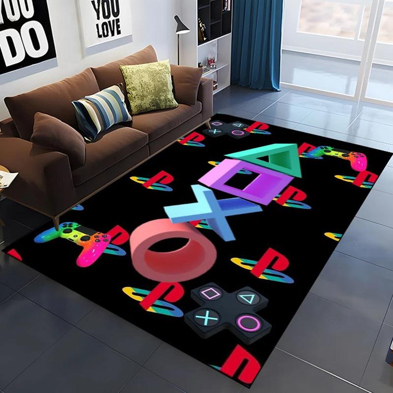 Game Rug for Gamers Boys Teens Kawaii Bedroom Living Room Decor Game Controller Gamepad Carpet Polyester Floor Mat Furry Doormat