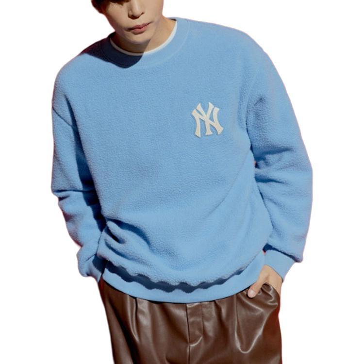 MLB Base Logo Sweatshirts Unisex Blue Crew Neck Thickened Regular 3AMTF5116-50BLL