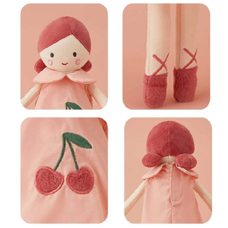 Cute Stuffed Cherry Print Skirt Girl Shape Doll Accompany Appease Toy for Kids
