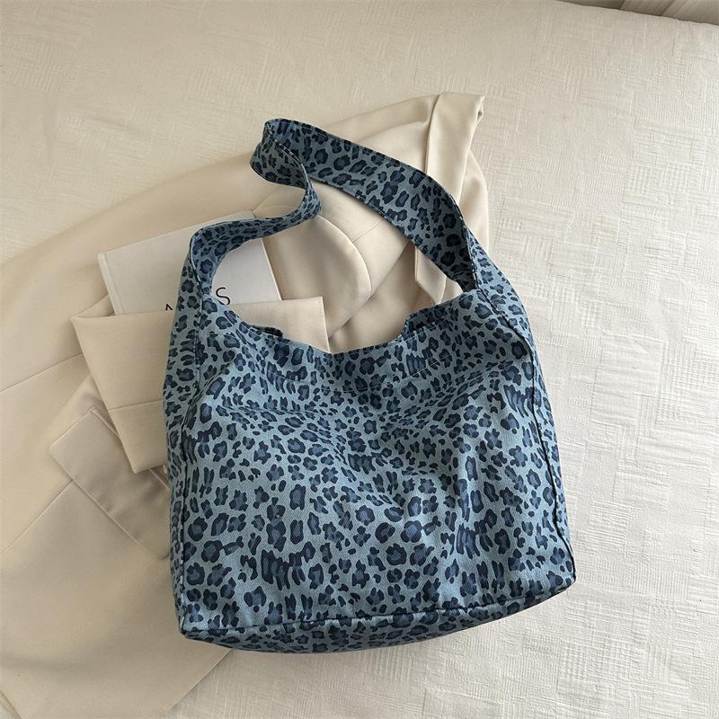 Leopard Print Large Capacity Lazy Korean Style Underarm Crossbody Shoulder Bucket Bag