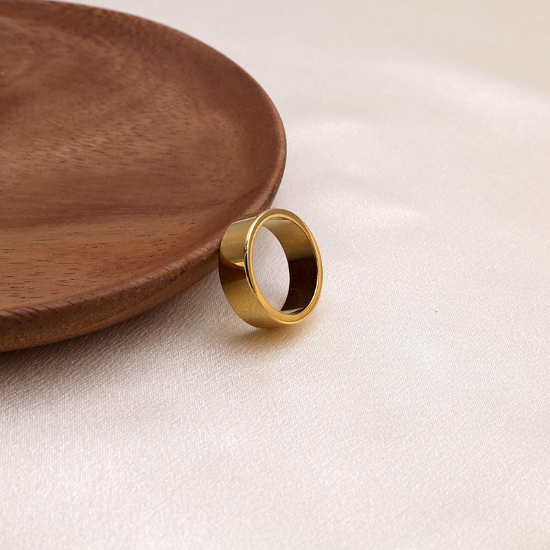 Niche Simple American Plain Ring Titanium Steel Ring Couple Unique Design Irregular Ring 18K Index Finger Ring
