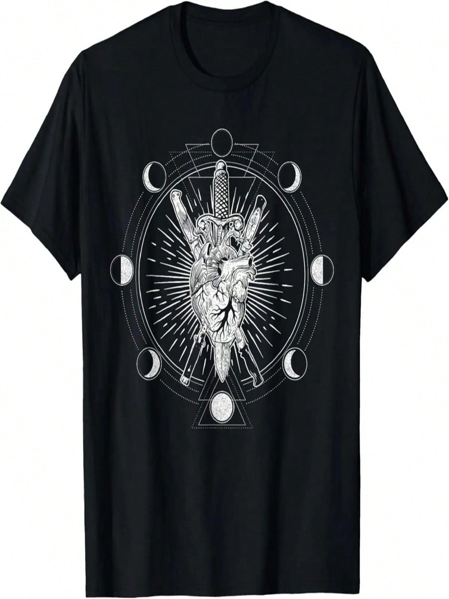 Футболка Blackcraft Tarot с ножами-сердцами фаз Луны S разноцветный