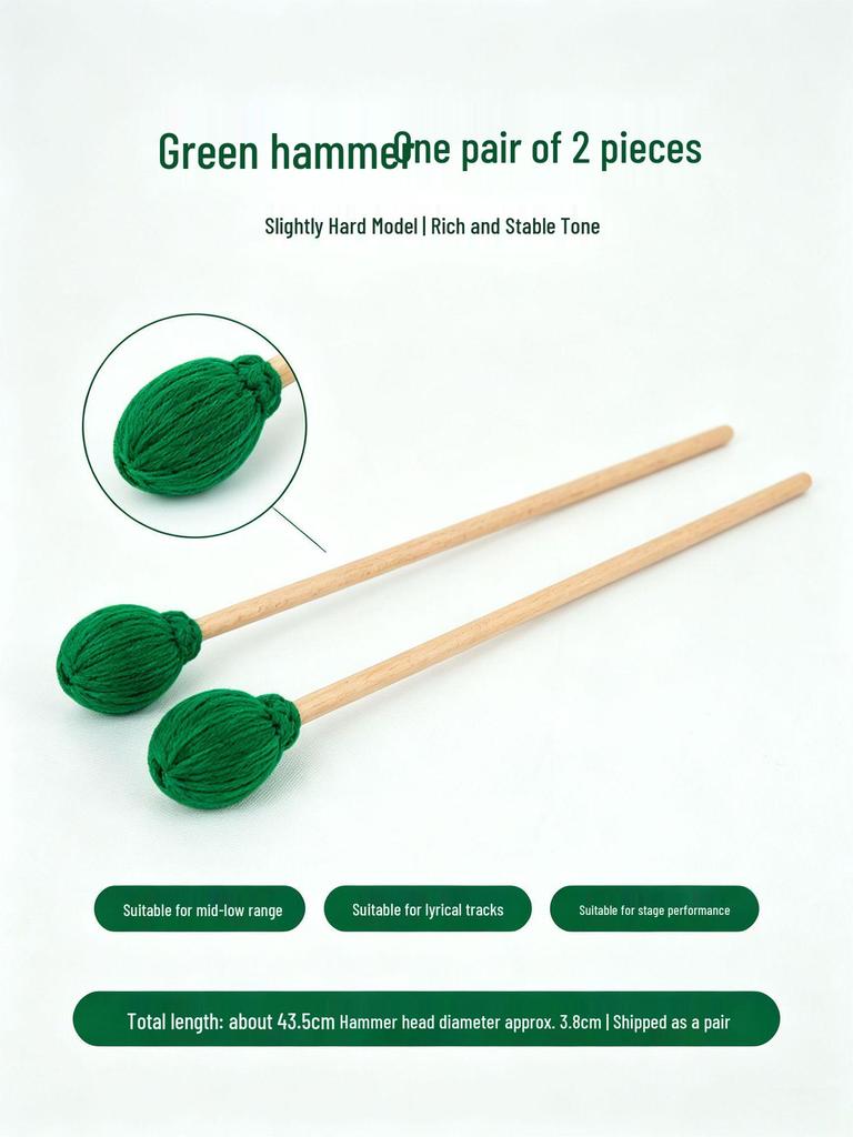 Professional Beech Wood Mallets with Wool Yarn Heads - Soft, Medium, Hard for Marimba & Xylophone