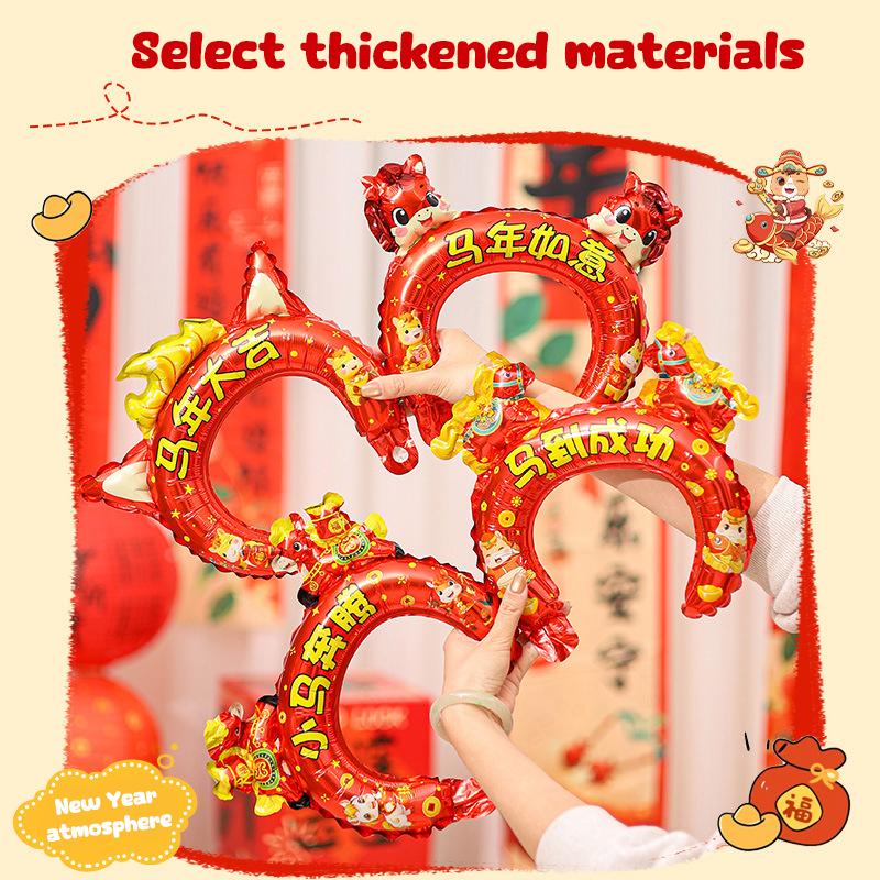 10Pcs 2026 Year Of The Horse Balloon Hair Cards Headwear New Year Party Hair Accessories Cross Year Celebration Decor Supplies