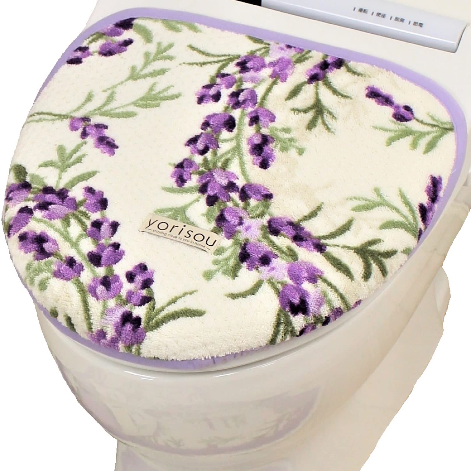 

Senko S.D.S Lavender Toilet Lid Cover with Adhesive Sheet, Purple Floral Print, Antibacterial and Odor Resistant, Made in Japan, 32680