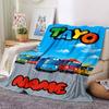 Custom Name Tayo Bus Adventure Blanket for Couch & Bed, Plush Cozy Fuzzy Blanket Super Soft & Warm Blankets for Fall and Winter. 0908196