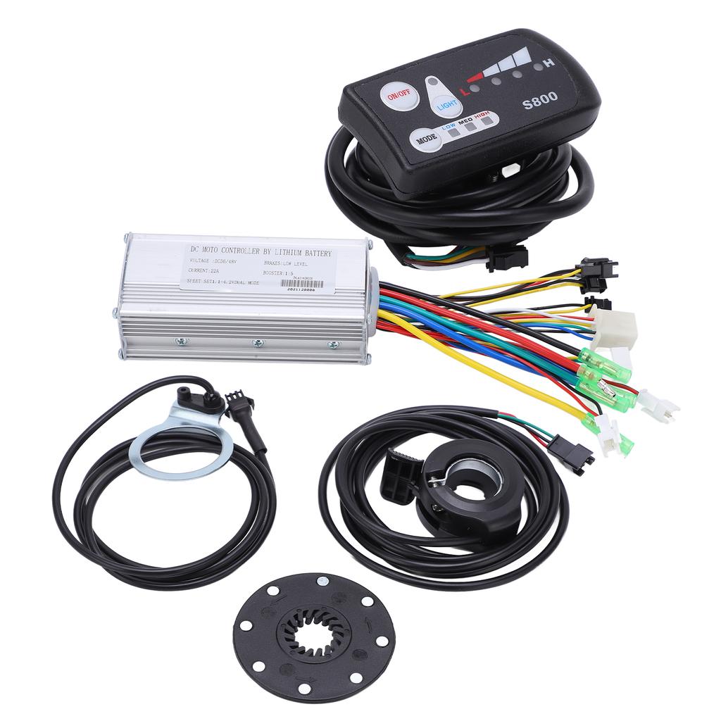 Electric Bike Motor Controller 22A Common Speed Controller 36V 48V with LEDS800 Panel Thumb Throttle for 500W Bicycle