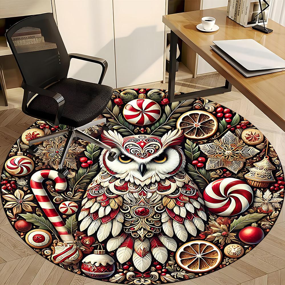 1pc Holiday Festive Office Round Area Rug, Under Office Chairs Bedroom Living Room Home Decor, Room Deco