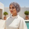 Shiny Beads Fishtail Cap Flower Embroidery Beaded Bonnet Mesh Turban Turban Hat Fashion Ladies