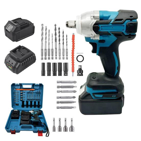 Elektrický rázový utahovák Akumulátorový 3v1 Bezkomutátorový Rychlonabíječka 406 ft-lbs Točivý moment Automobilová údržba Rázový utahovák