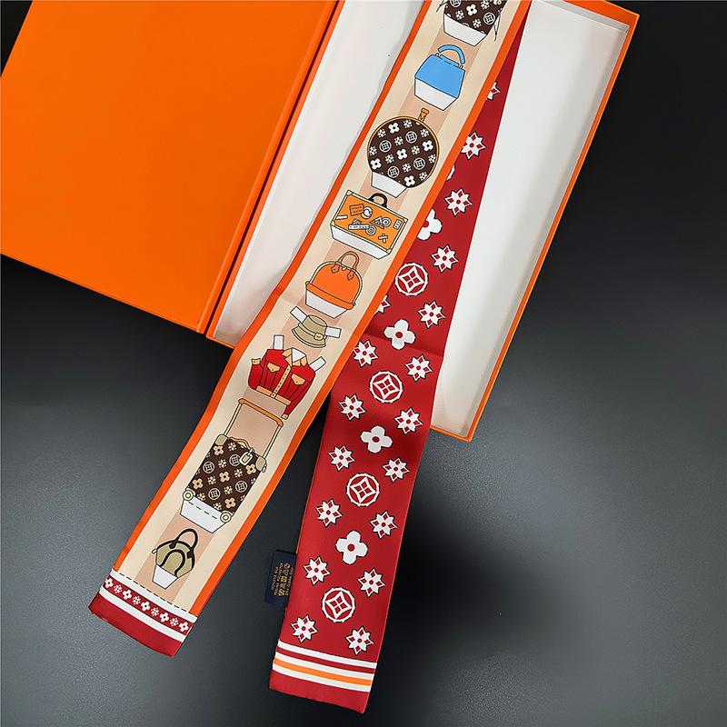 Silk scarf high-end new double-sided printing imitation silk scarf tied handbag headband decorative scarf headband