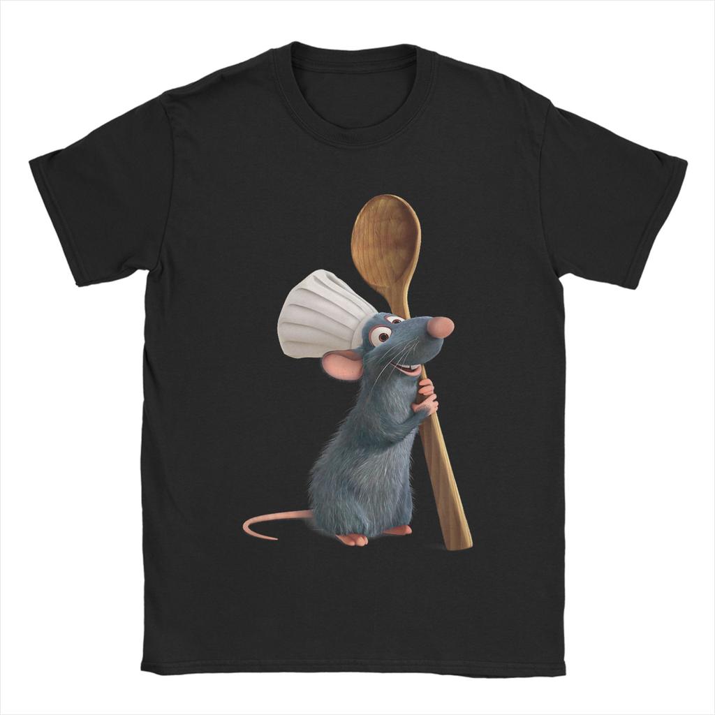 Men Tshirts Ratatouille Chef Remy With Spoon Casual Pure Cotton Tee Shirt Short Sleeve T Shirts Crew Neck Clothes Gift Idea
