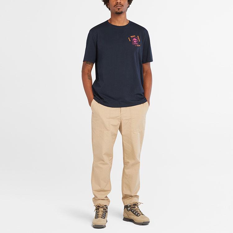 Timberland Logo Print Crew Neck Short Sleeve T-Shirt Men Tops Deep-Sapphire-Blue A6QD1-433