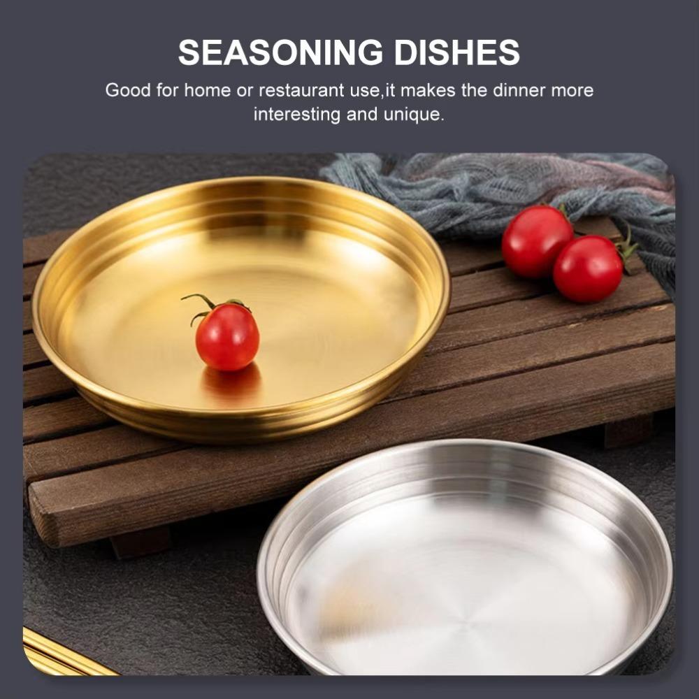 Stainless Steel Tableware Pickle Dish Thickened Seasoning Dish Sauce Dish Snack Pan  Kitchen Tools