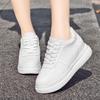 Men's Autumn White Cowhide Sneakers: New Fashion, Thick Sole, Hidden Height Boost, Breathable Round Toe Sports Design