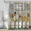 Bathroom Waterproof Curtain Digital Printing Plant Vase Shower Curtain Non-Punching Toilet Partition Curtain Shower Cloth