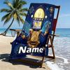 Custom Name Personalized Cosmic Bot Crew Print Beach Towel, for Trip Camping Beach Party Home Decor, Birthday Gift for Family & Friends