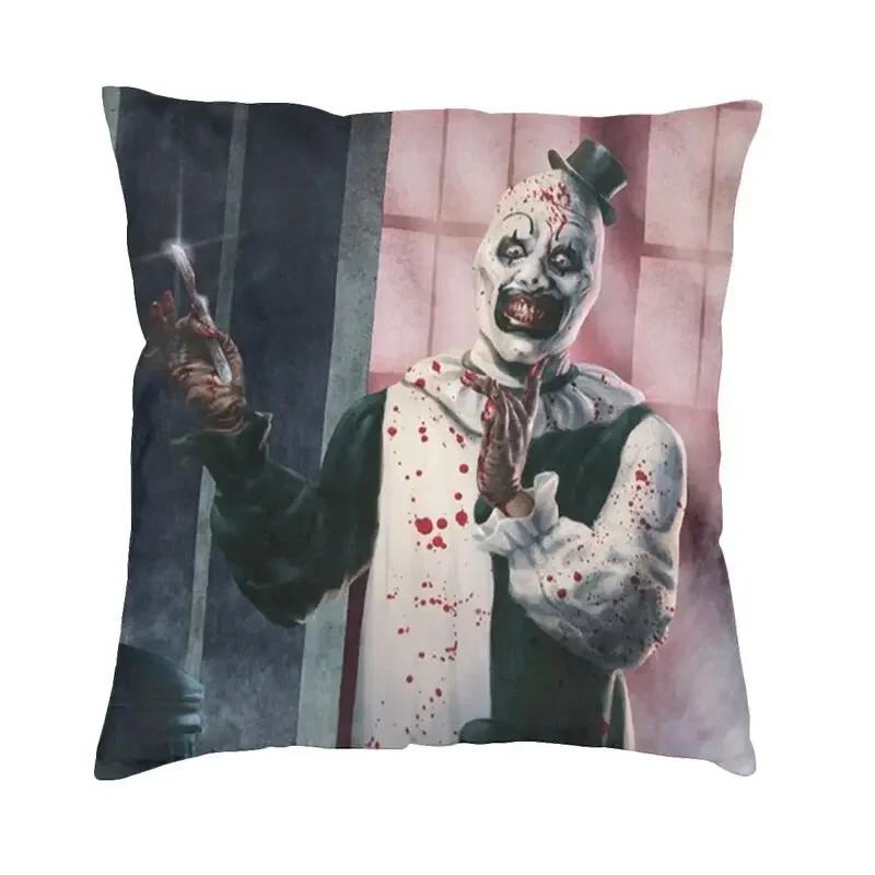 Horror Clown Halloween Movie Terrifier Cushion Cover Velvet Pillow Case Sofa Chair Square Pillowcase Living Room Decoration