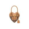 Gold Logo Lock Woven Checkered Decorative Plated Gold Padlock Calfskin Heart Bag Handbag Women Handbags Light-Brown A745980241148