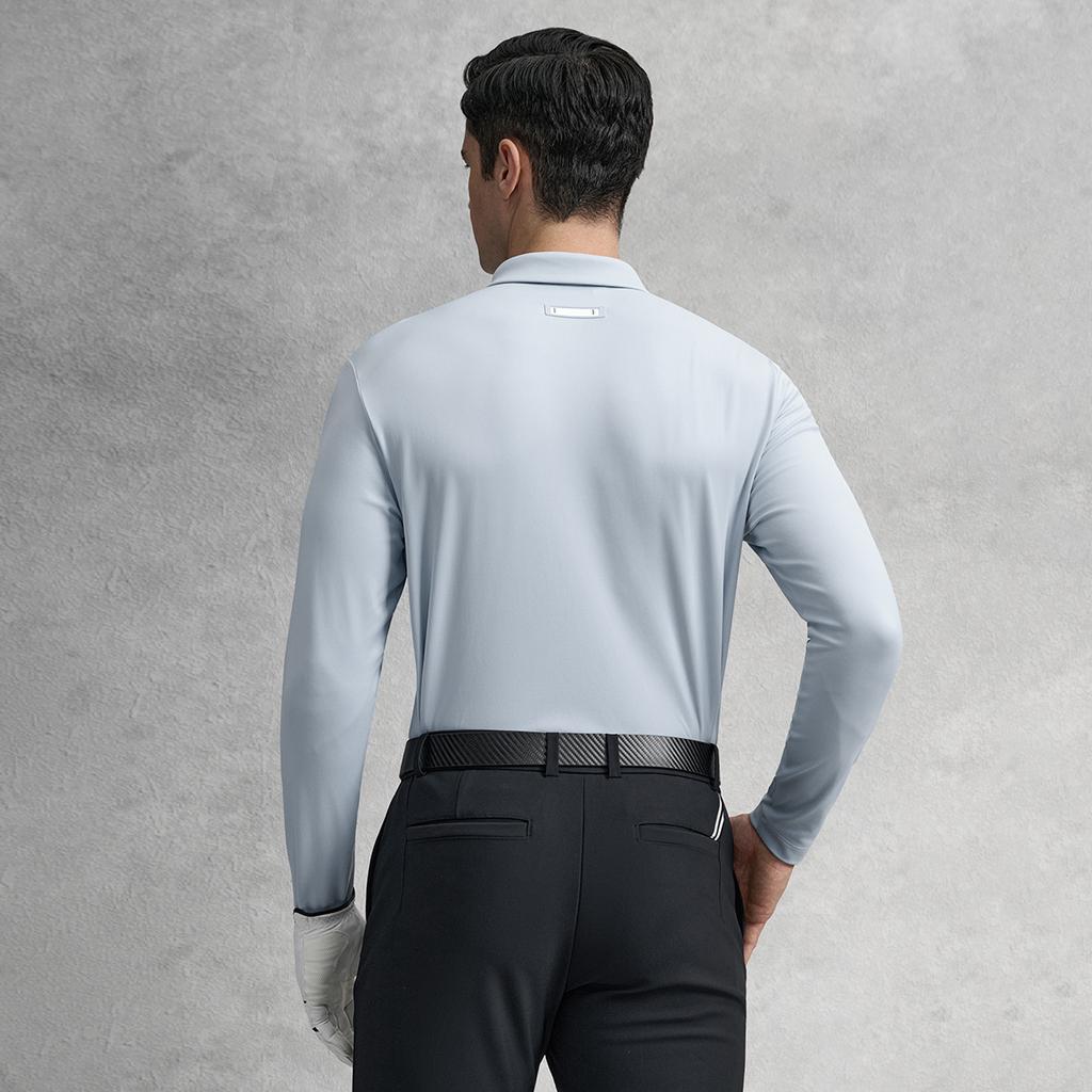 FILA Golf Series Simple Quality Casual Sports Comfortable Knitted Long Sleeve Polo Shirt Men tops Canal-Blue A11M615210FLB