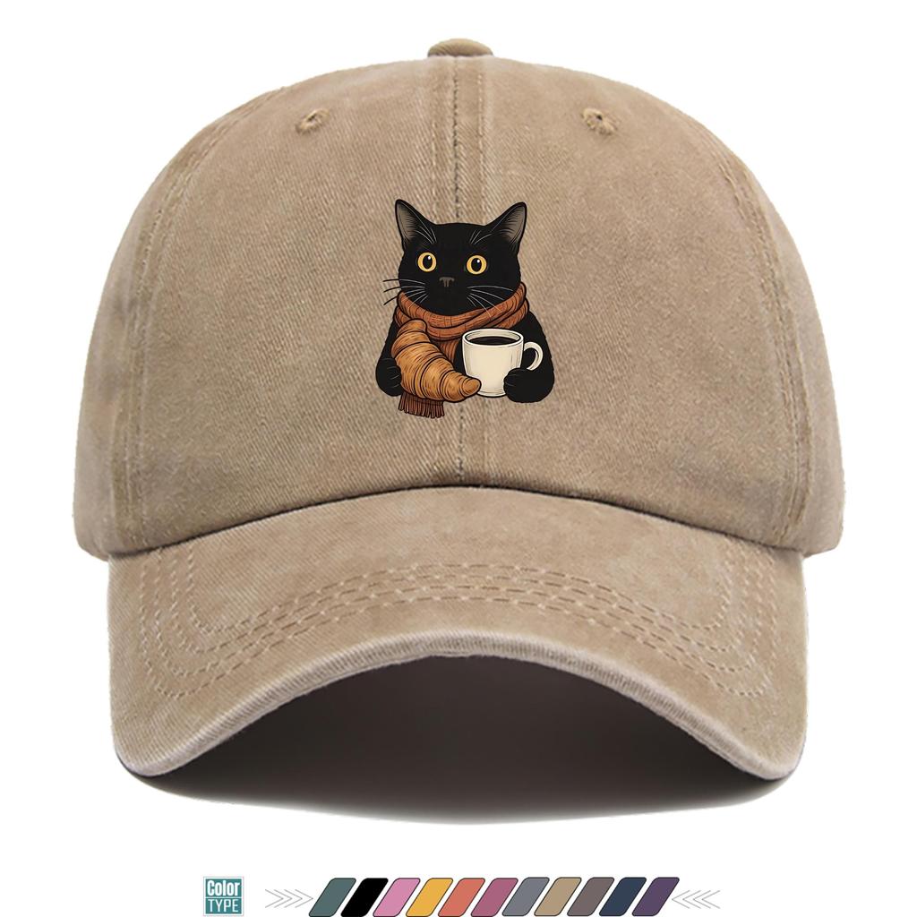 pc Worker Cat Pattern Printed Baseball Cap Vintage Illustration Style Design Trucker Hat Comfortable and Breathable Stylish