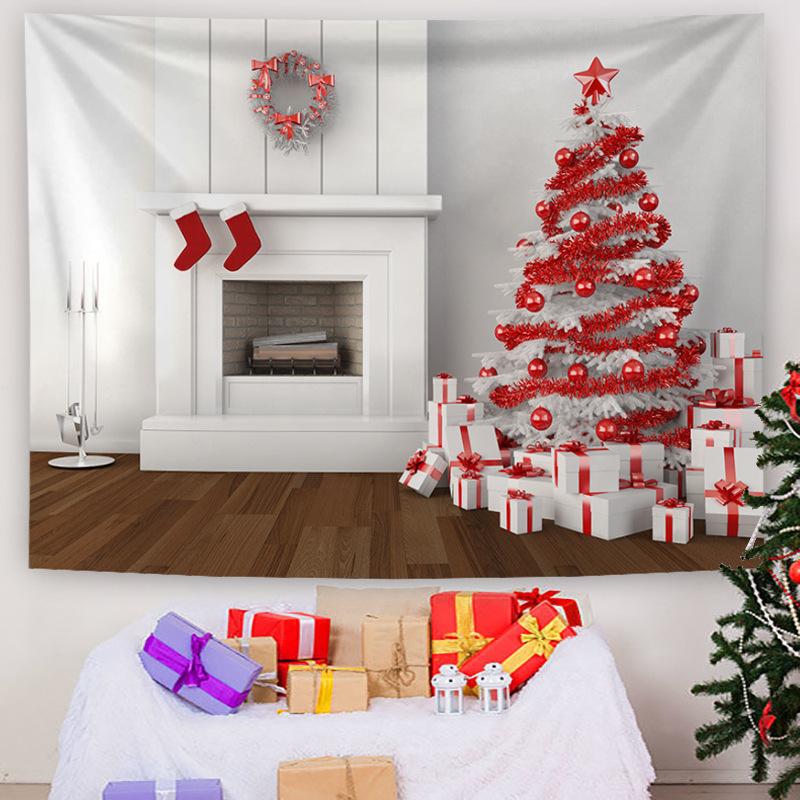 Customizable Christmas Backdrop Nordic-style Cross-border E-commerce Fireplace Tapestry Home Decor Photo Prop Hanging Cloth