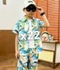 Boys' Hawaiian Floral Shirt & Shorts Set - Stylish Summer Beachwear for Kids