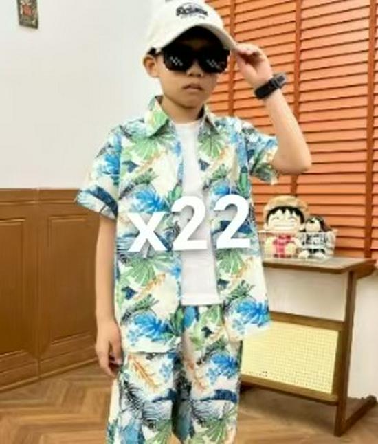 Boys' Hawaiian Floral Shirt & Shorts Set - Stylish Summer Beachwear for Kids