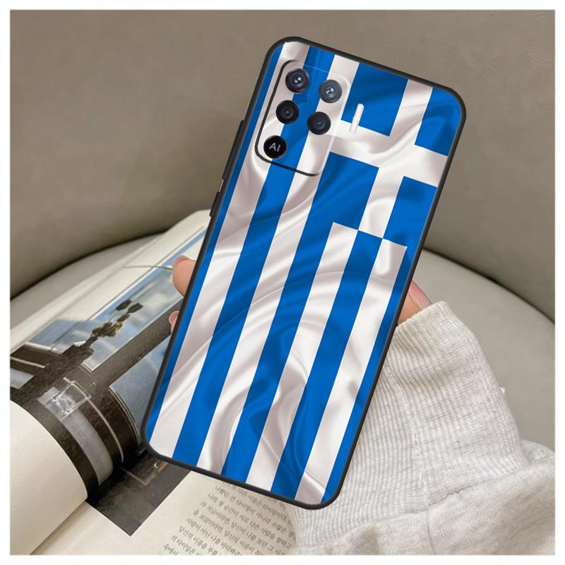 Greece Greek Flag Case For Oppo A17 A57 A77 A40 A78 A54 A74 A94 A76 A16 A96 A18 A60 A80 A38 A58 A98 A15 A5 Pro