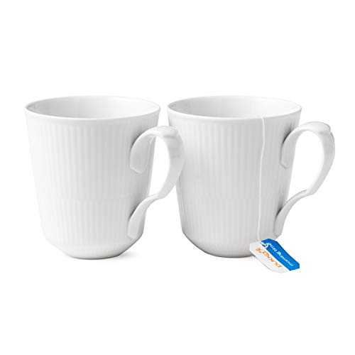 [Officially Imported] Royal Copenhagen White Fluted Pair Mugs, Large, Wedding Gift, 1016918