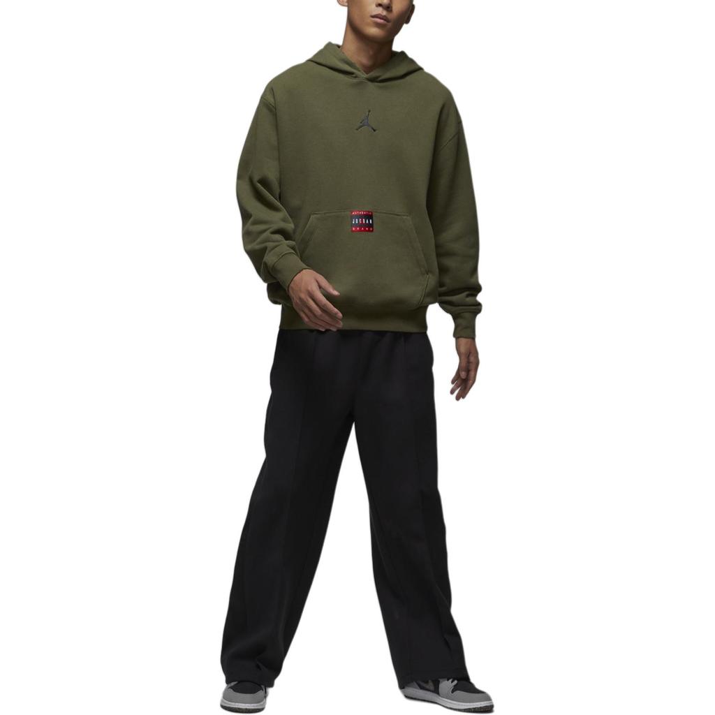 Jordan Brooklyn Fleece Hooded Comfortable Pullover Long Sleeve Sweatshirt Men Sweatshirt Olive-Green Coal-Black HV5046222