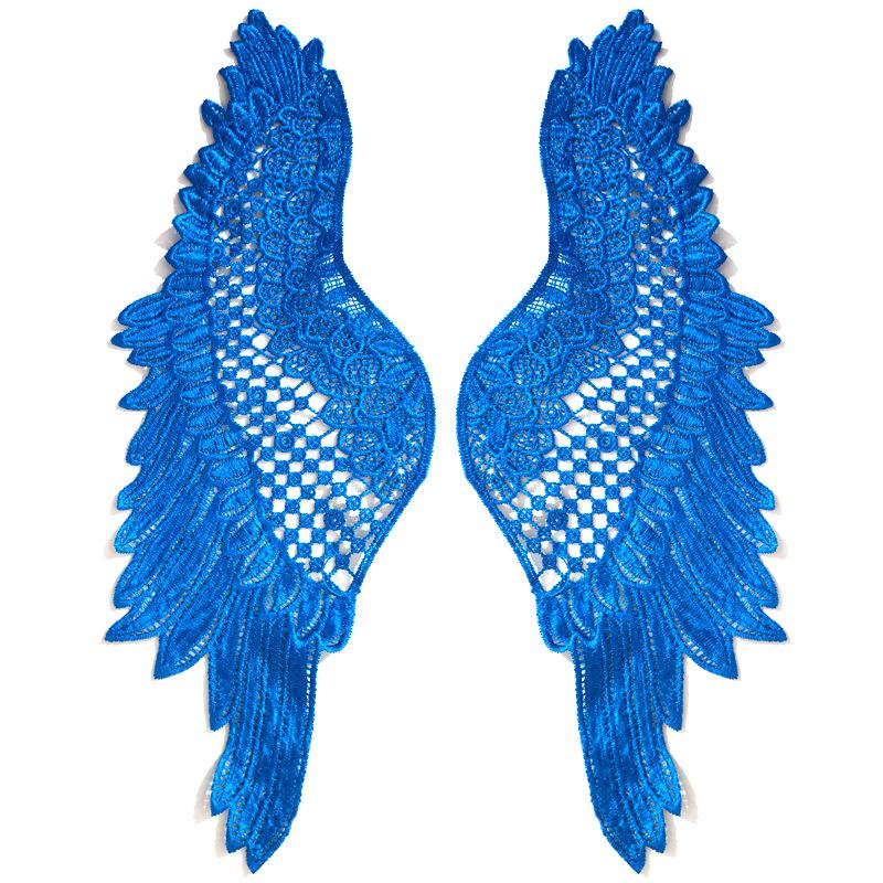 Water-Soluble Polyester Lace Angel Wings Flower Embroidery Patch Pair
