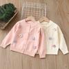 Mädchen Pullover Strickjacke Gestrickte Kinderjacke Herbst und Winter Blumenmädchen Baby Langarm Oberteile Pullover
