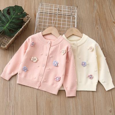 Girls Sweater Cardigan Knitted Children's Jacket Autumn and Winter Flower Girl Baby Long Sleeve Tops Sweaters