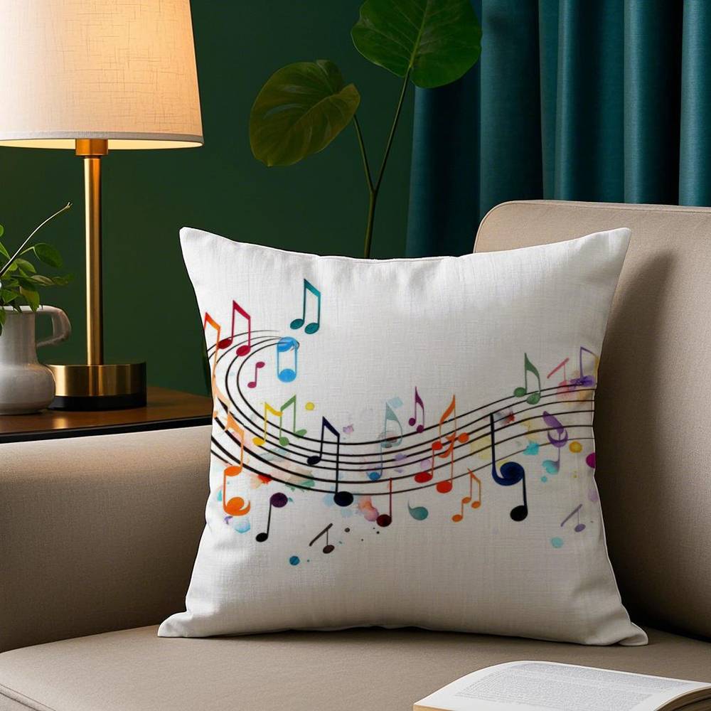 Musical Staff Pillow Case Plush Fabric Soft Pillowcase Double Sided Print Sofa Cushion Cover Throw