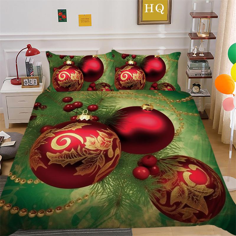 Weihnachts-Schneeszene 3D-gedruckter Polyester-Kissenbezug Bettbezug Zwei- oder Dreiteiliges Set