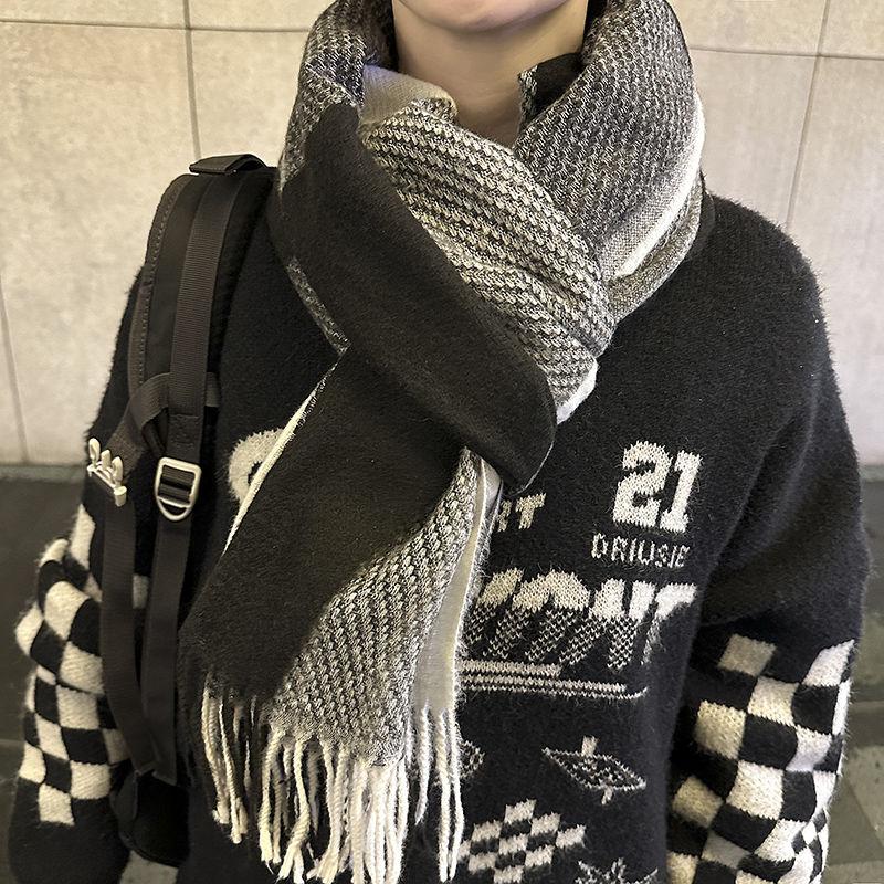 Preppy Style Couple Plaid Scarf Men & Women Neck Warmer Winter Warm Student Gift Dopamine Scarf