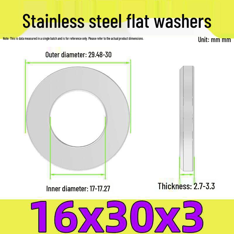 Stainless Steel Flat Washer Gasket, No Burrs, GB97 Standard (201/316/304)