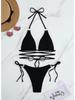 European & American Women's Triangle Bandage Bikini - Solid Color Sexy Swimsuit
