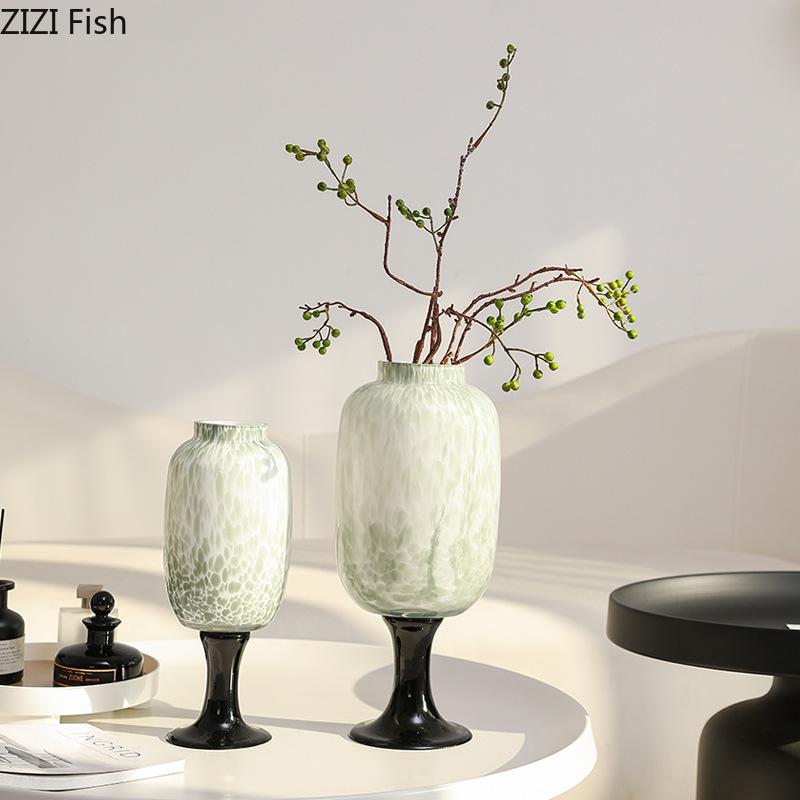 Color Dot Pattern Glass Vase Creative Flower Pots Desk Decoration Flower Arrangement White Floral Vases Room Aesthetic Decor