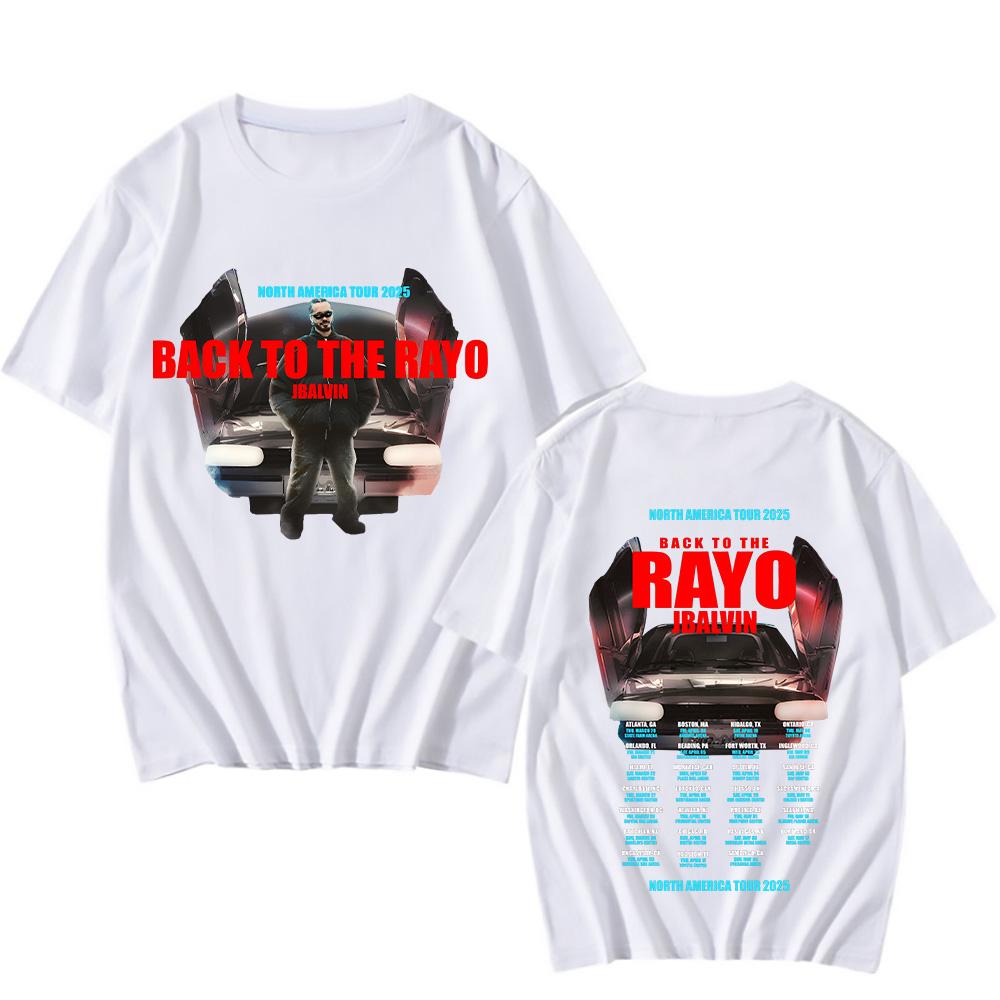Camisetas J Balvin Back To The Rayo J Balvin Gira Norteamericana 2025 Tops Tecnología Moda Ropa de Algodón Unisex Camisetas Holgadas